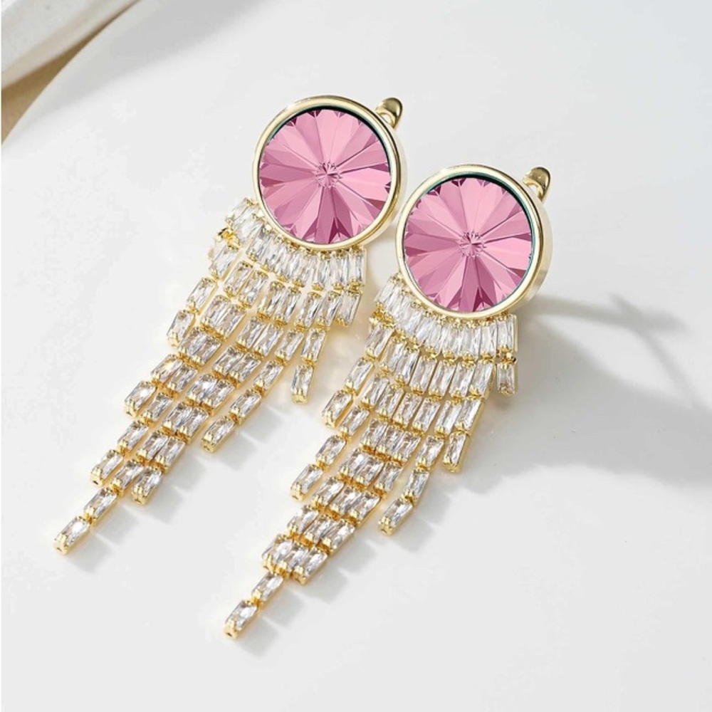 14K Elegant Gold Plated Austrian Crystal Drop Earrings
